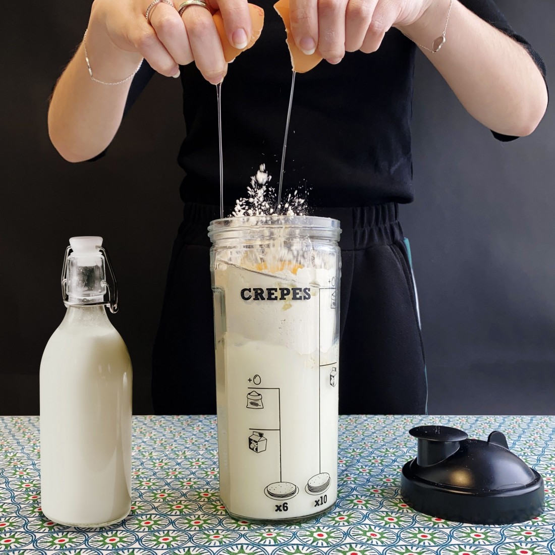 Shaker en verre Miam : pour crêpes, gaufres et pancakes 600 ml