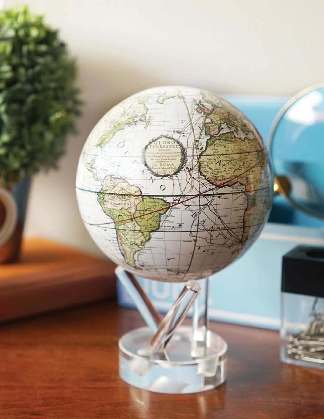 🌎 Mova Globe Terrestre Antique Blanc 🎁 Mova globe pas cher ❤️ Cadeau